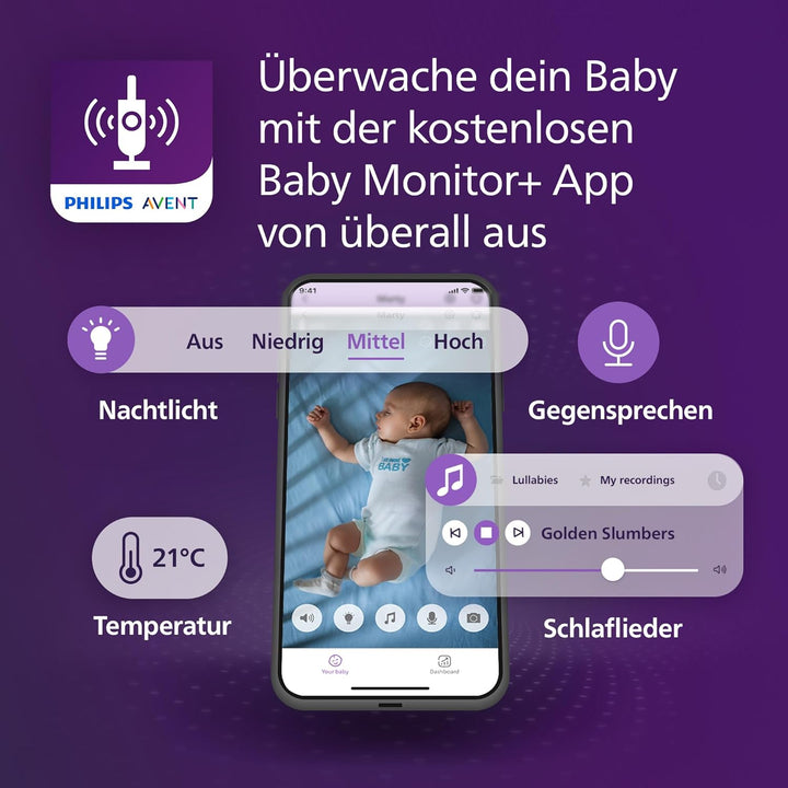 AVENT Philips Connected Videophone mit WLAN, hochwertiger HD-Kamera, Infrarot-Nachtsichtfunktion, Sc