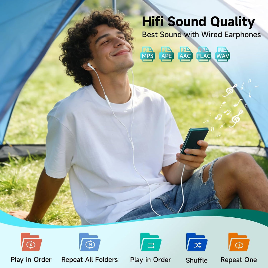 MP3 Player Bluetooth 5.3 64GB mit 2,4" Display, Touch-Tasten &amp; Lautsprecher
