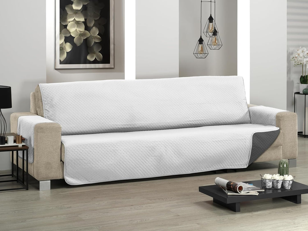 Martina Home Diamond Sofabezug, gesteppt, wendbar, grau-anthrazit, 4-Sitzer Grau/Anthrazit 4 Plätze,