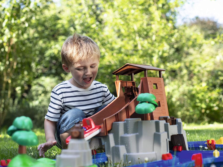 BIG Spielwarenfabrik 8700001647 AquaPlay - AdventureLand - Wasserbahn mit Berg, Turm und Stausee, Sp