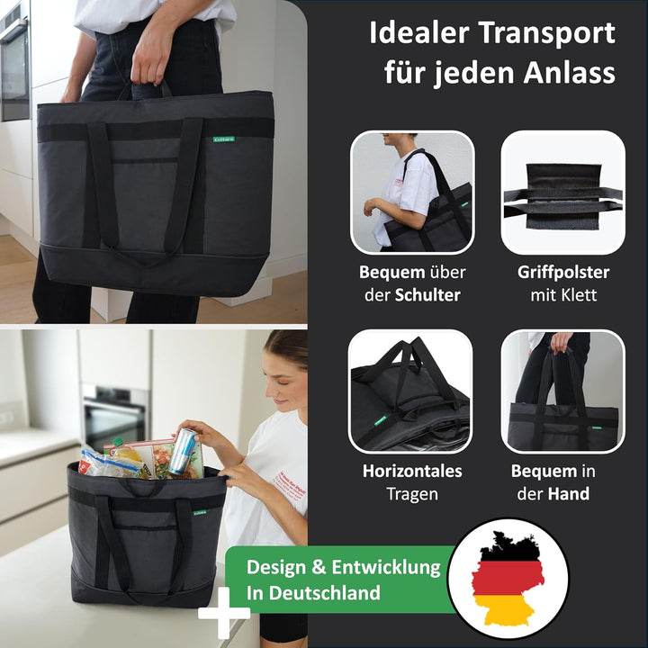 faltbare Kühltasche gross mit wasserdichter Isolierung 30l – Grosse Isoliertasche auslaufsicher flex