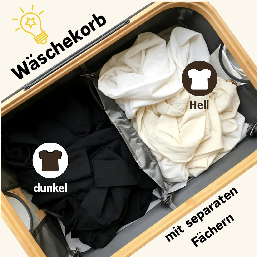 RMAN 160L Pfandflaschen Sammelbehälter mit 2 Fächern & Rollen – Grosser Leergutbehälter mit Deckel &