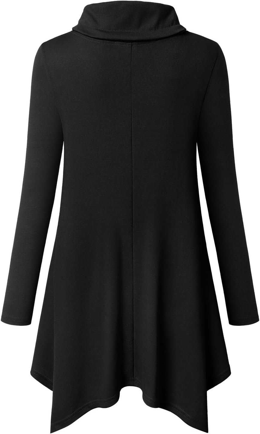 Amrto Damen Tunika Tops Turtleneck Langarm Shirts Bluse Hemd Pullover Mit Taschen S #1-schwarz, S #1