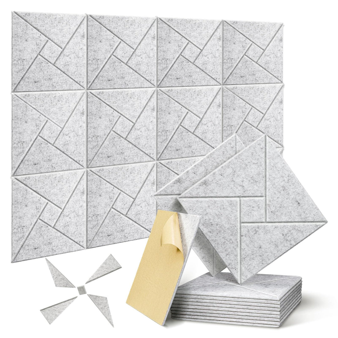 JAMELO Quadratische Akustikplatten Akustikpaneele selbstklebend 12 Stücke, Schallschutzplatten aus H