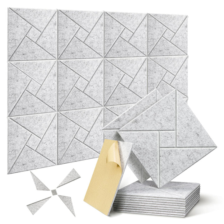 JAMELO Quadratische Akustikplatten Akustikpaneele selbstklebend 12 Stücke, Schallschutzplatten aus H