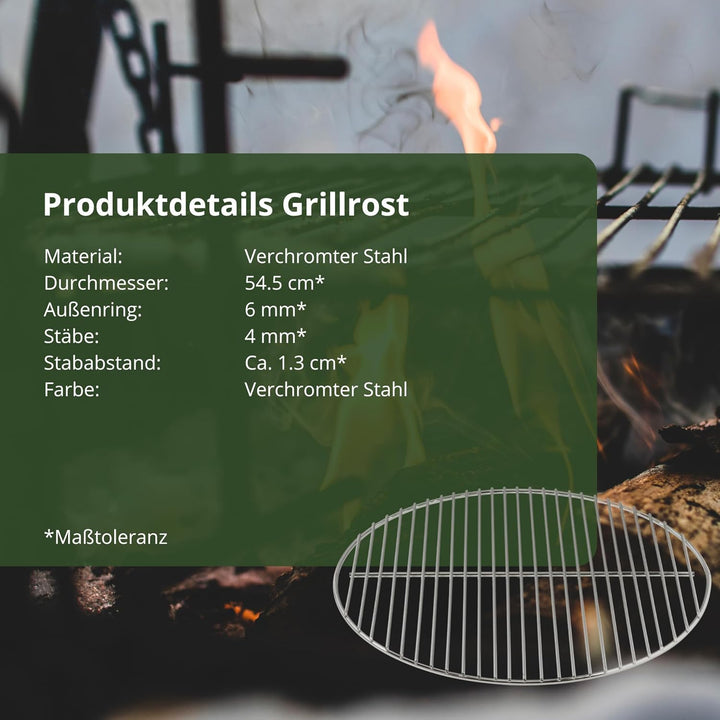 HeRo24 GRILLROST VERCHROMT 54,5 cm 6 mm Aussenring 4 mm Stäbe