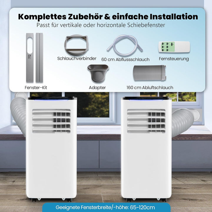 GOPLUS Mobile Klimaanlage mit Abluftschlauch 9000 BTU, Kühlen & Ventilieren & Entfeuchten 42L/Tag &