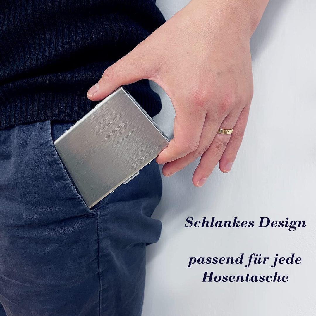 * RFID NFC Kreditkartenetui Schutz für Damen und Herren aus gebürstetem Edelstahl 6 Fächer für Visit