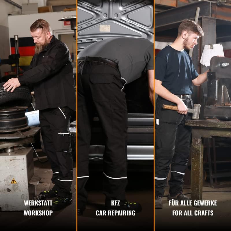 TMG® - Herren Latzhose für Mechaniker - strapazierfähig - Schwarz EU78