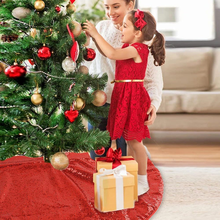 Micoden Weihnachtsbaum Decke,76CM Luxus Baumrock Glitzer Pailletten Weihnachtsbaum Rock Matte Doppel