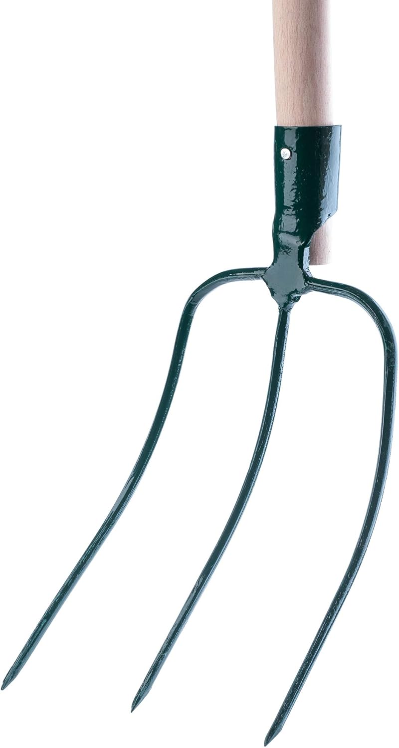KADAX Heugabel, Forke, Spatengabel, Grabegabel, Mistgabel, Gabel für Garten, Drahtgabel mit Holzstie