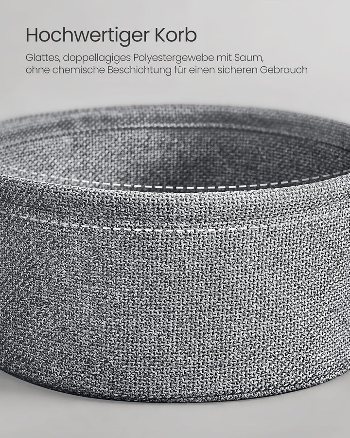 VASAGLE Beistelltisch rund, Kleiner Tisch, Couchtisch klein, Wohnzimmertisch, Korb aus Stoff, Staura