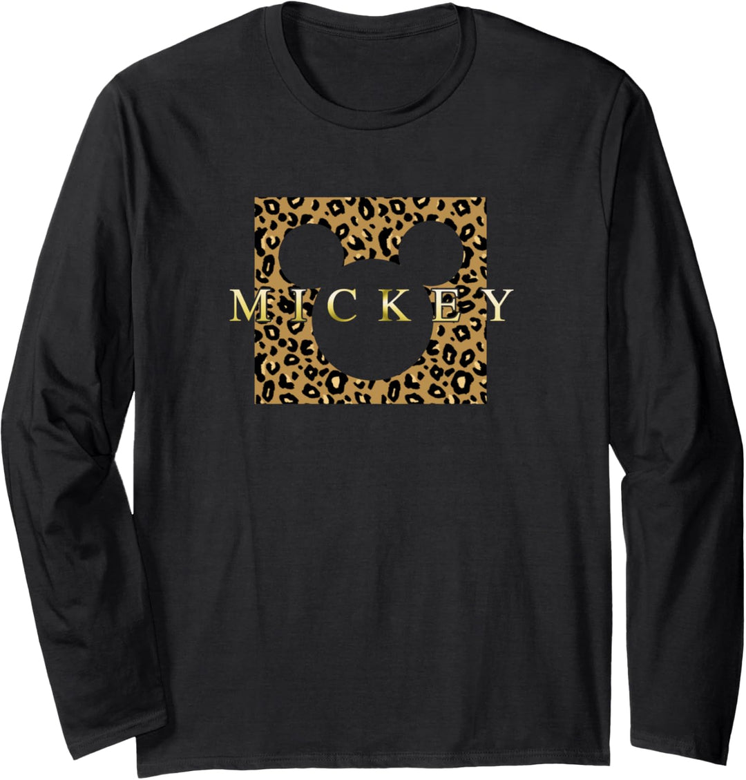 Disney Mickey Mouse Gold Cheetah Print Box Langarmshirt