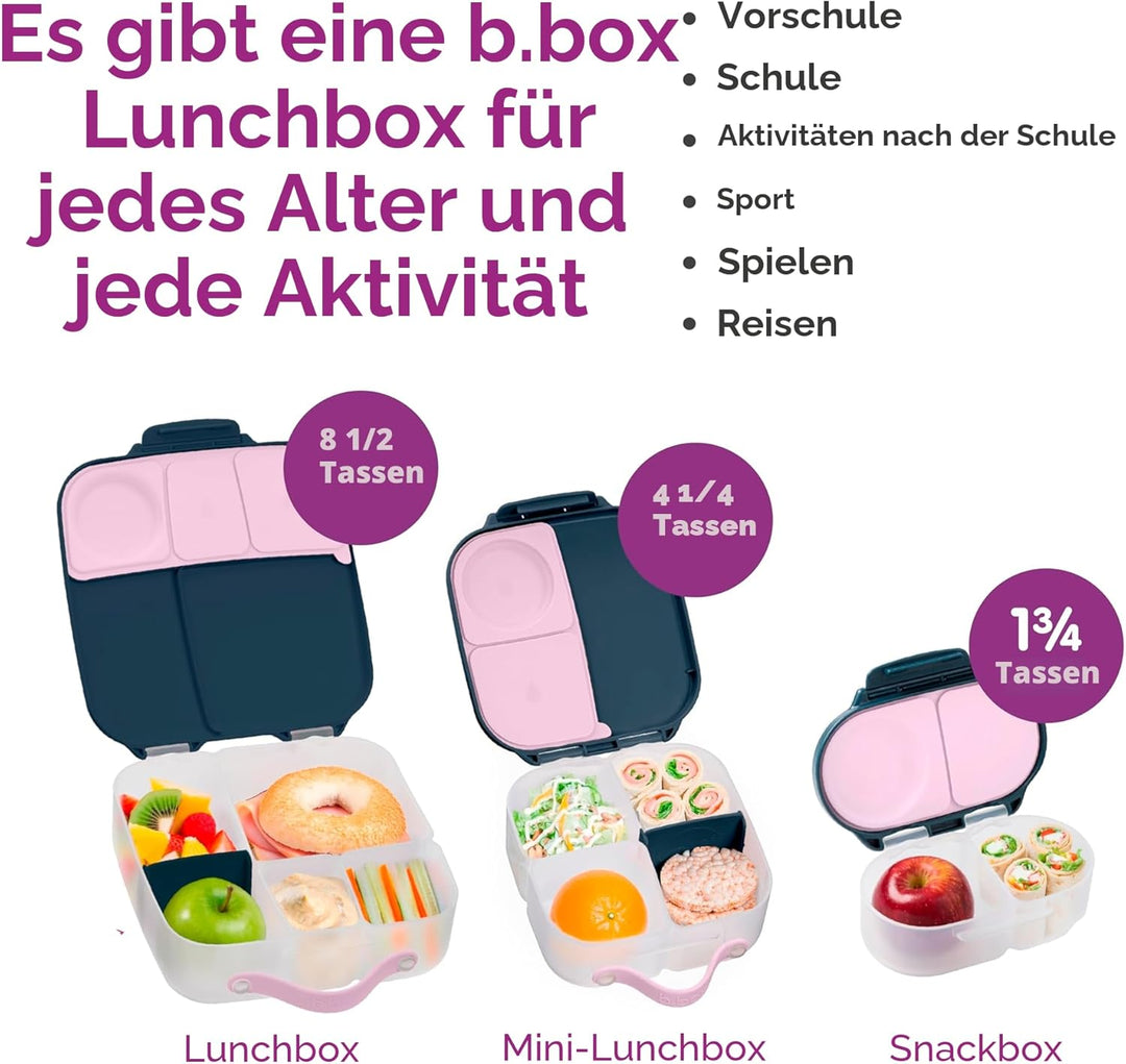 b.box Lunchbox mit Unterteilung für Kinder, Silikon, mit verstellbaren Trennwänden, Indigo Rose, Ind