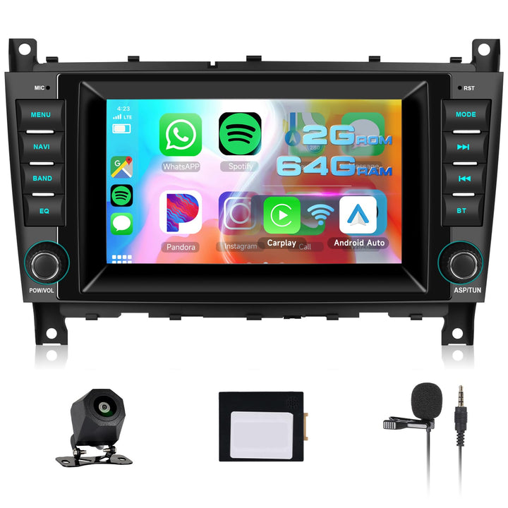 4 Core 64G Hodozzy Carplay Autoradio für Mercedes Benz C-Klasse W203 CLC-Klasse W203, 7 Zoll Touchsc
