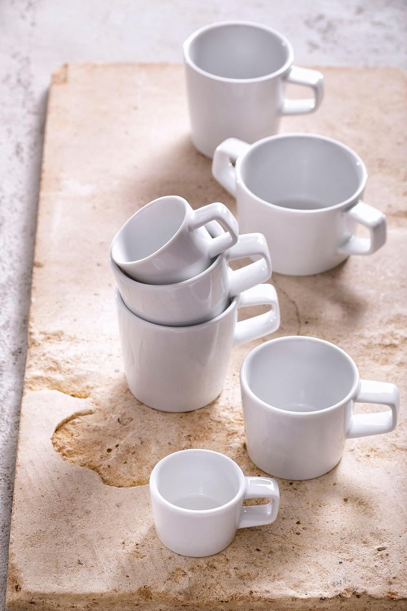 palmer White Delight Tassen 6er-Set mit Teller Porzellan weiss für Kaffee Tee Kakao