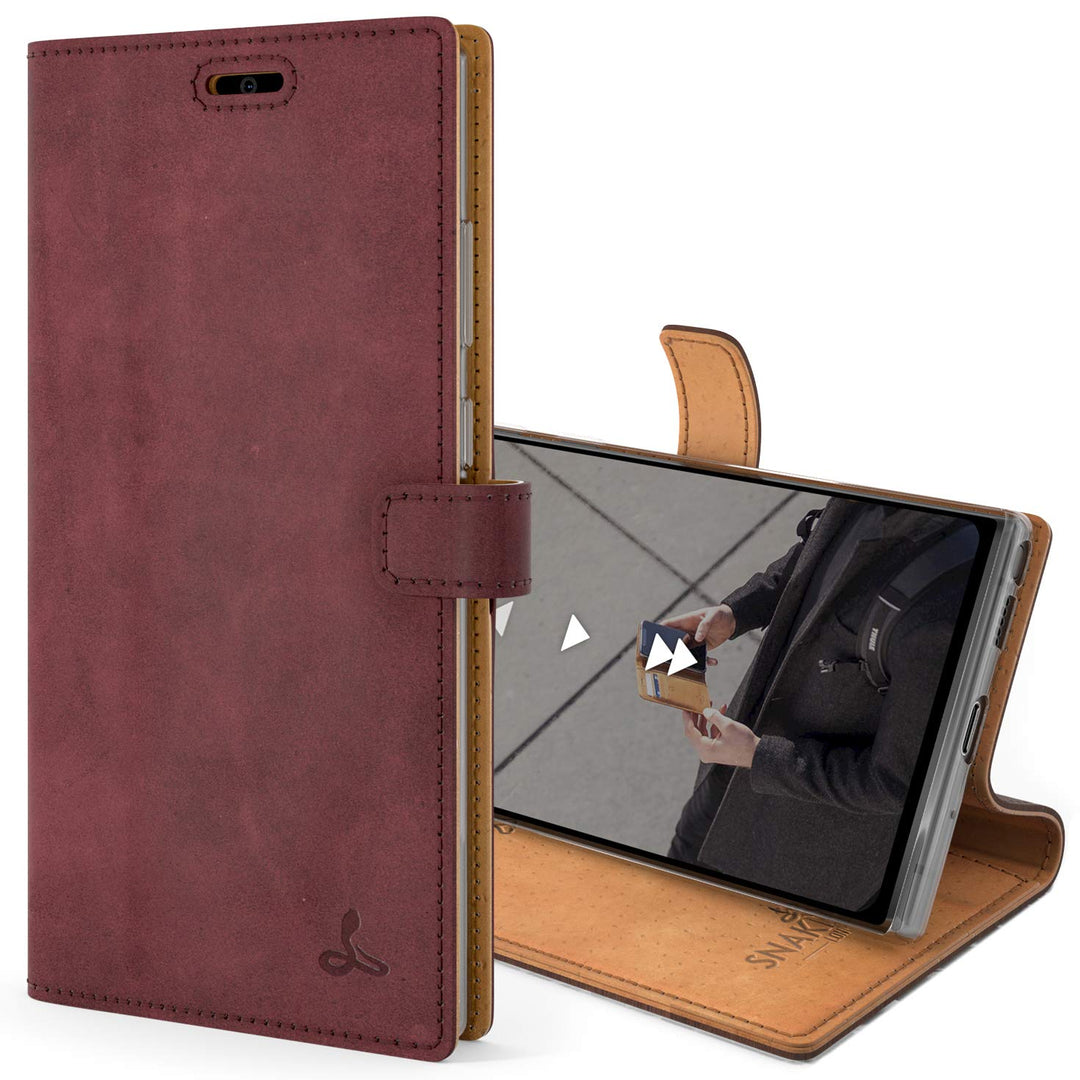 Snakehive Galaxy S20 Ultra 5G Hülle Leder | Stylische Handyhülle mit Kartenhalter & Standfuss | Hand