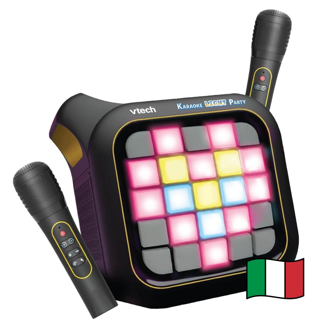 VTech Karaoke Light Party, Mikrofon für Kinder für Karaoke mit Lautsprecher, 2 kabellose Mikrofone,
