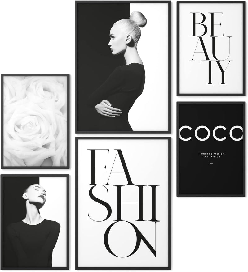 Papierschmiede® Mood Poster Set Coco Black Beauty, Bilder Wohnzimmer Deko Schlafzimmer, 2x DIN A3 (c