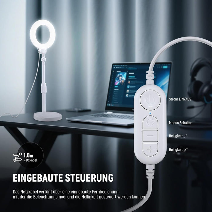 NEEWER Basics 5"/13cm Tisch Ringlicht mit Ständer 10W LED Selfie Licht mit Handyhalterung kompatibel