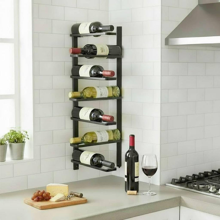 DanDiBo Weinregal Metall Schwarz Ecke Wand 2.Teilig Eckregal Flaschenregal 96326 Flaschenhalter Wand