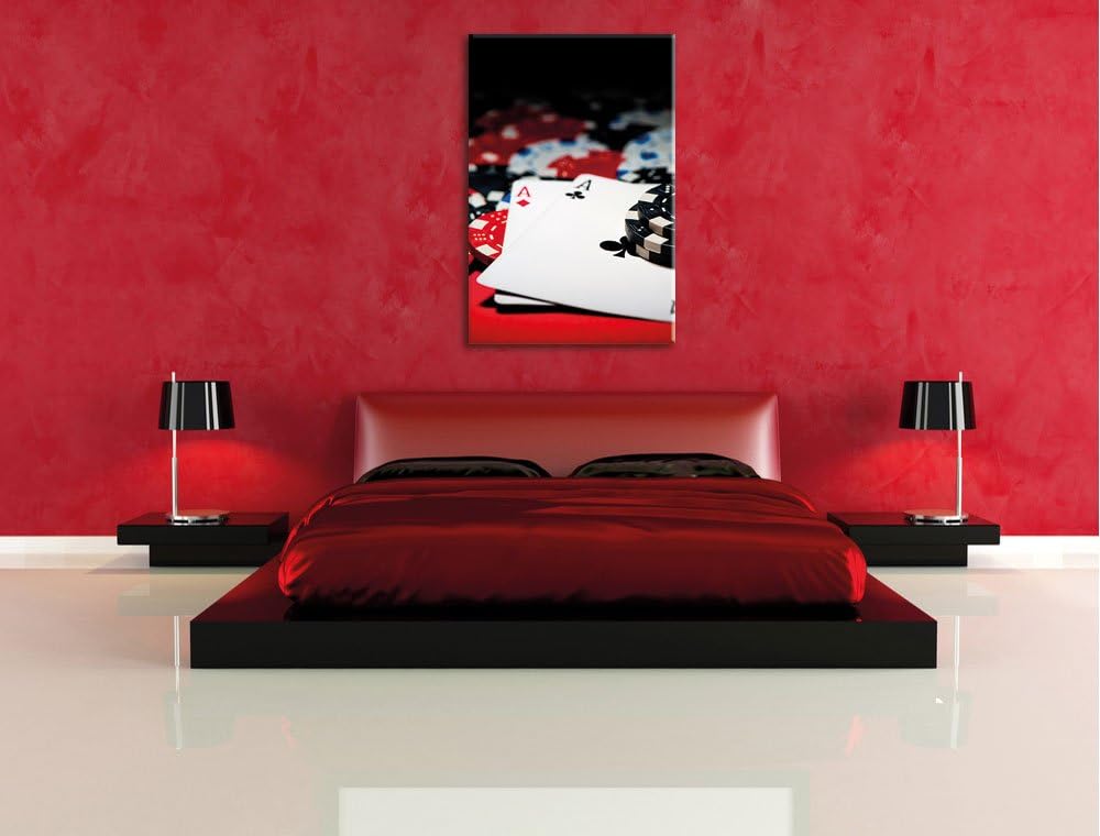 Pixxprint Spielkarten, Format: 100x70 auf Leinwand, XXL riesige Bilder fertig gerahmt mit Keilrahmen