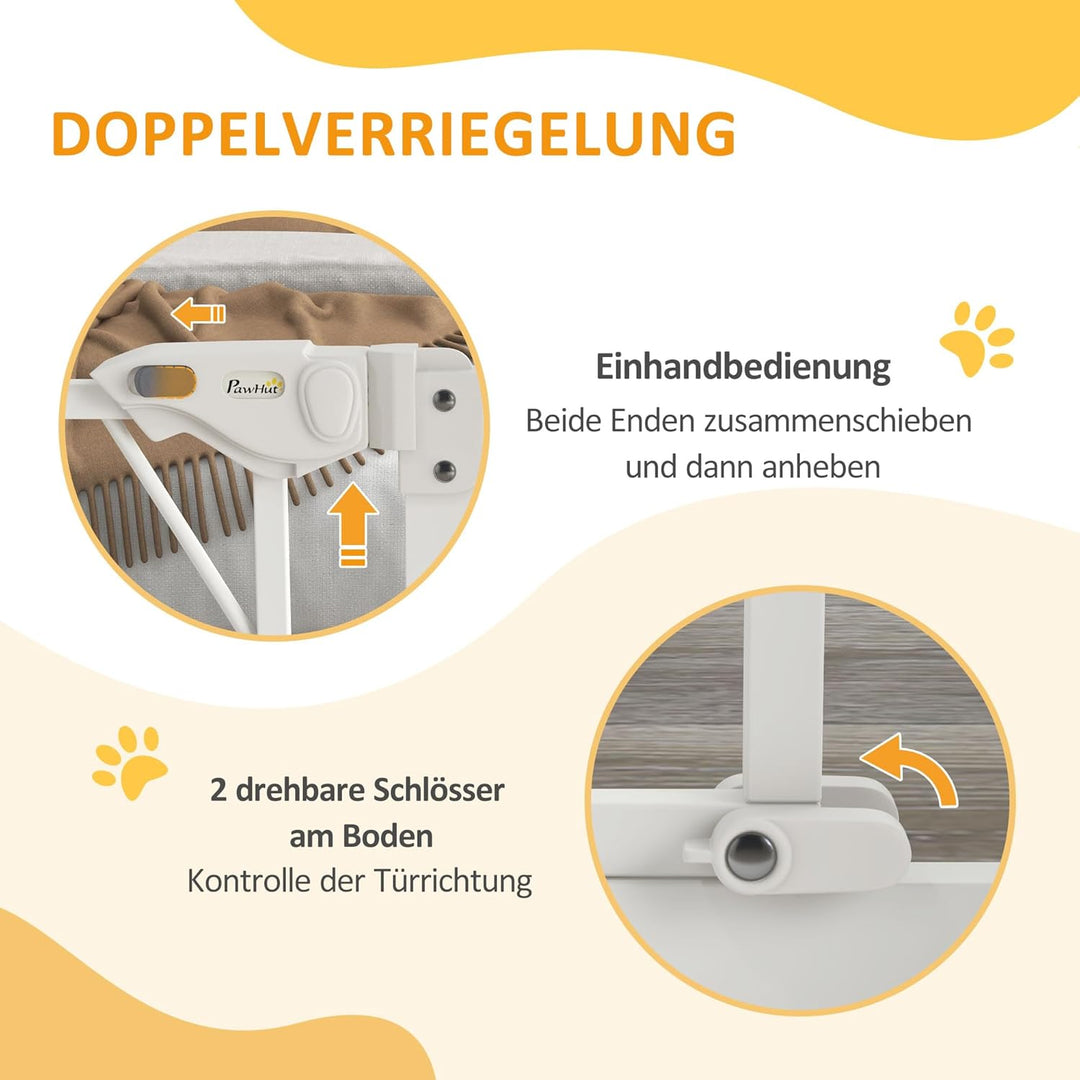 PawHut Hunde Treppenschutzgitter, Hundeabsperrgitter mit automatisch schliessender Tür, 74-100 cm, T
