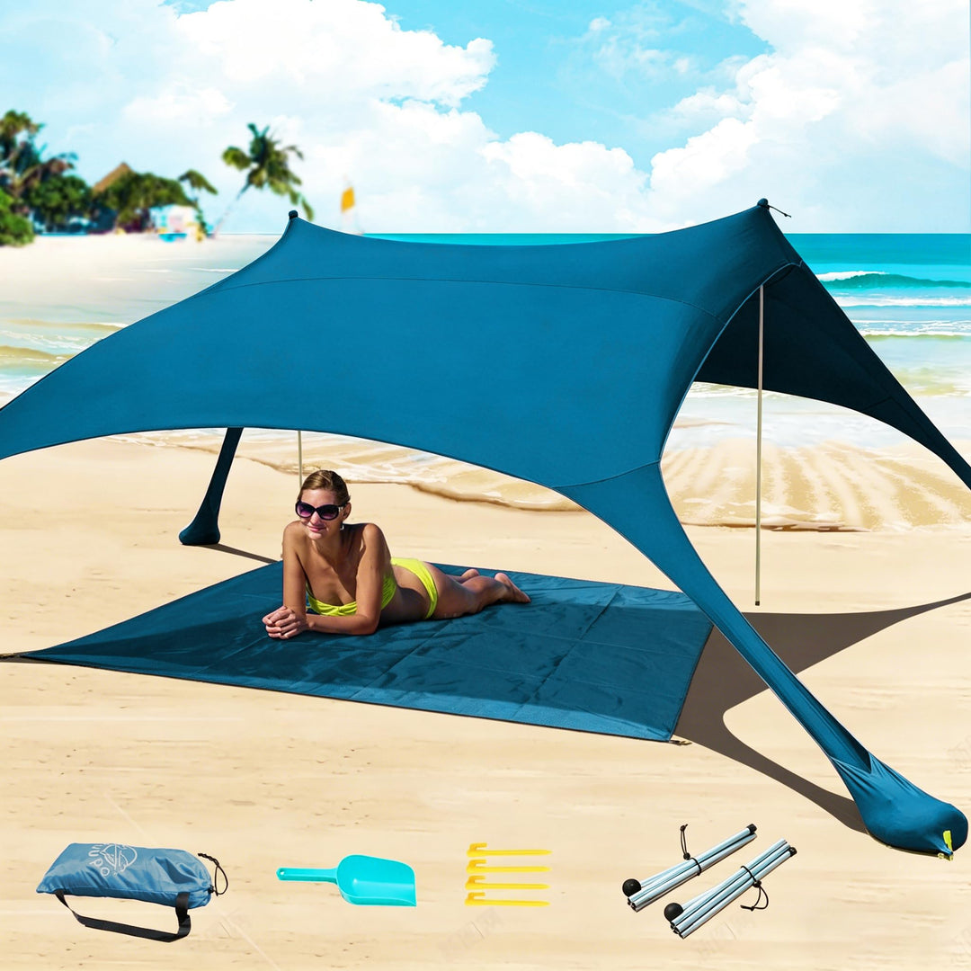 Strandzelt, Pop-Up, 2x2.1 m, LSF 50, Lycra, Sonnenschutz, für den Aussenbereich, Anti-Wind, Sonnensc