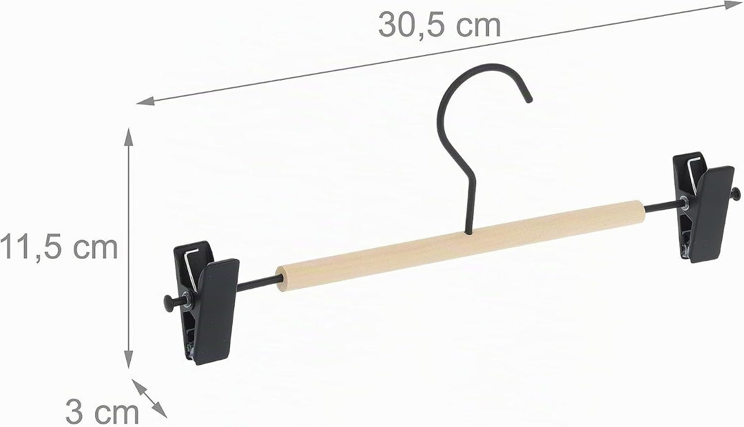 Relaxdays Hosenbügel 10er Set, verstellbare Clips, Spannbügel für Röcke &amp; Hosen, HBT: 11,5 x 30,5 x