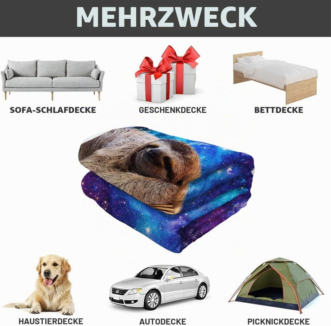 YISUMEI Decke 150x200 cm Kuscheldecken Sanft Flanell Weich Fleecedecke Bettüberwurf Faultier Holzmas