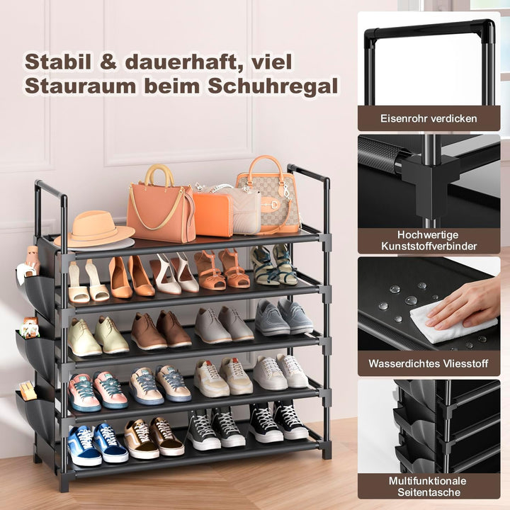 OYREL Schuhregal 5 Ebenen Schuhständer Schuhorganizer für 20-25 Paar Schuhe Platzsparend & Stabil Sc
