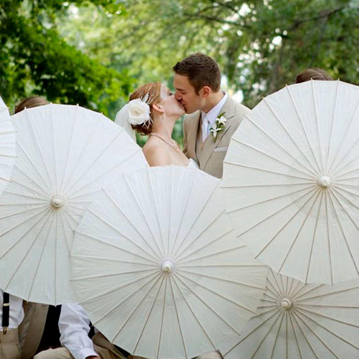BLASHRD 10 Stück Papier-Sonnenschirm, 60 cm, Strandschirm, Weiss, DIY-, Fotografie-Requisiten für Ba
