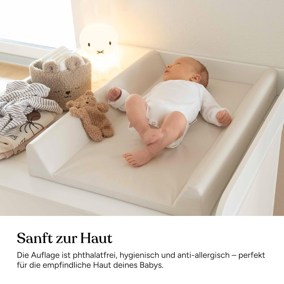 Ehrenkind® Abwaschbare Wickelauflage mit Keil - Hygienisch, Sicher und Vielseitig in Beige | Wickela