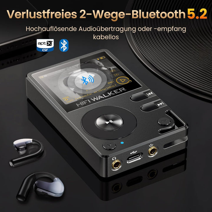 HIFI Walker H2 128GB MP3-Player Bluetooth 5.2 DSD DAC Hi-Res FLAC verlustfreier Musikspieler 128GB S