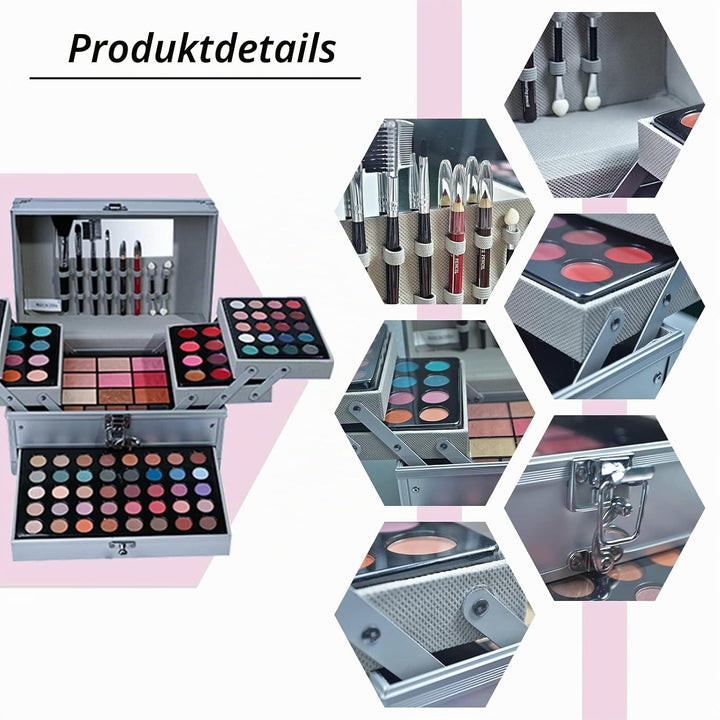 MKNZOME Schminkkasten Make-Up Set, Professionelles Kosmetische Schmink Set mit Lidschatten Lippenglo