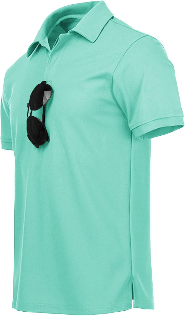 geeksport Poloshirt Herren Kurzarm Freizeit Sport Polo Golf Tshirts Männer Polohemd Türkisblau M, Tü