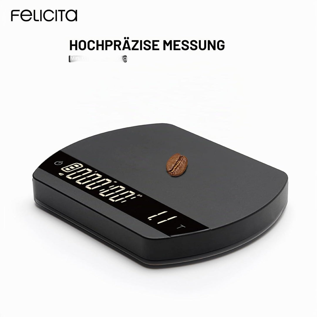 FELICITA ARC Kaffeewaage, Elektronische Espressowaage und Pour-Over Kaffeewaage mit Timer, 0,1 g Gen