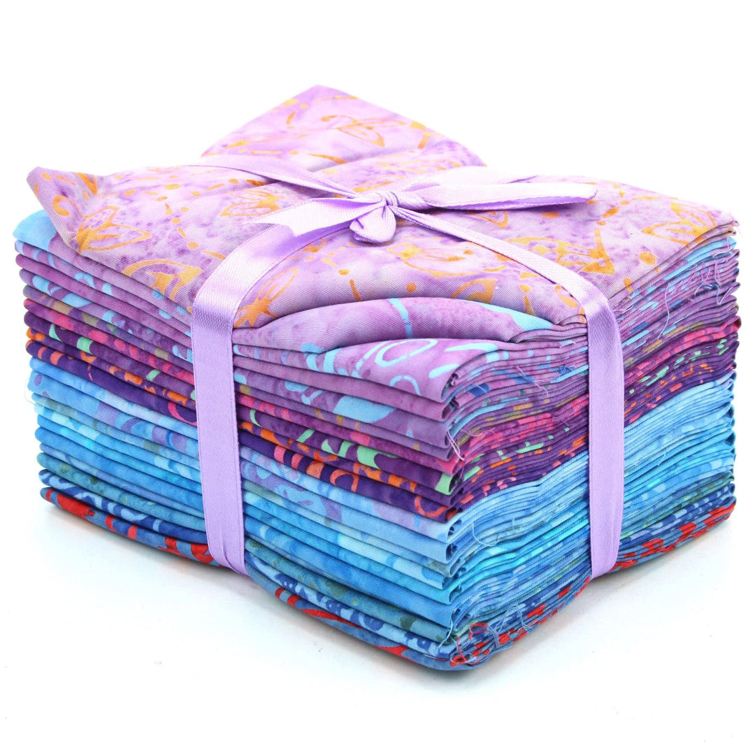 LoudElephant Baumwoll-Batik vorgeschnittene Stoffbündel – Fat Quarter – Lila, Lila