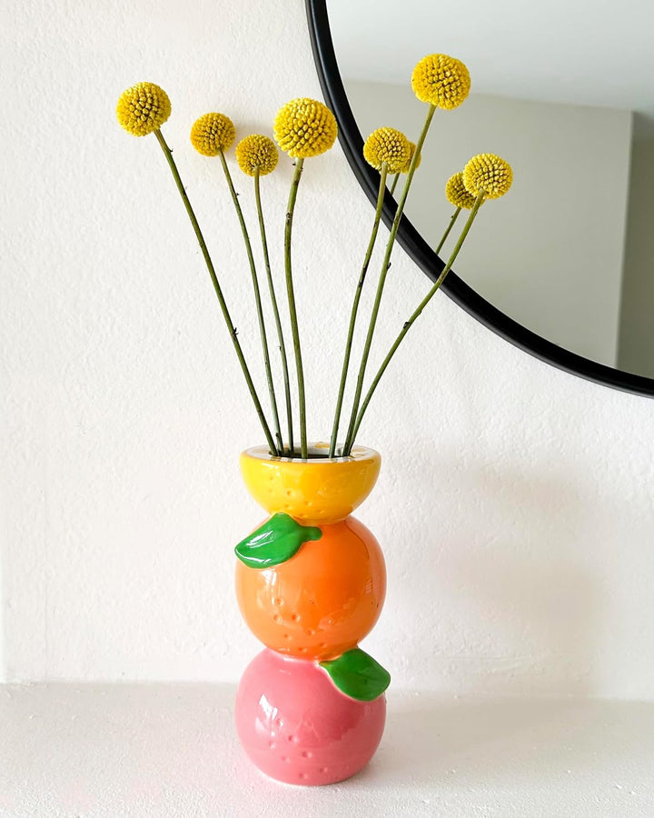 ban.do Dekorative Keramikvase, einzigartige Dekoration für Zuhause/Küche/Büro, gestapelte Zitrusfrüc