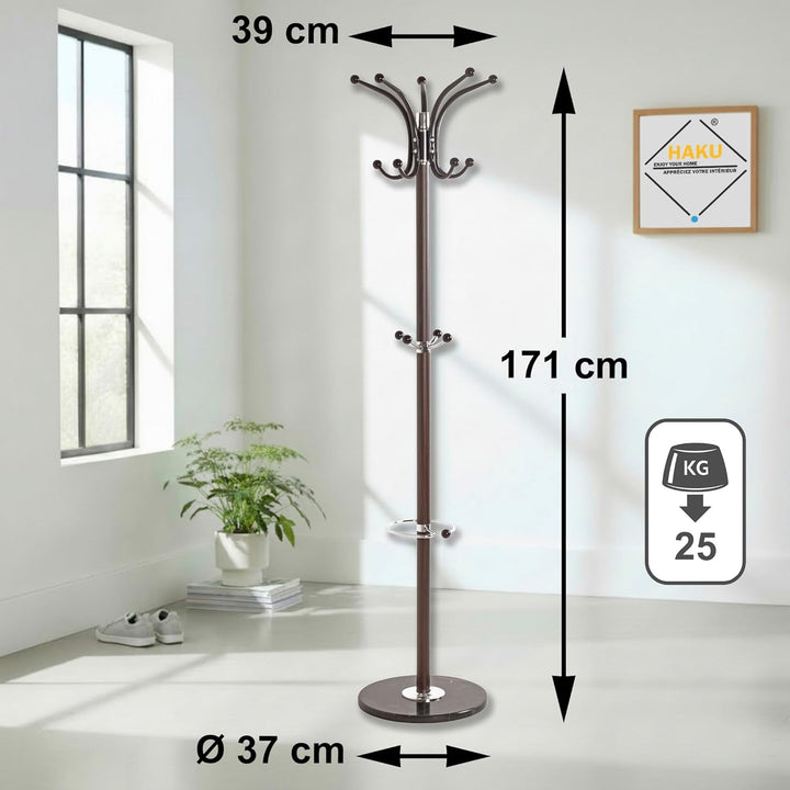 HAKU Möbel Garderobenständer braun, chrom, Marmor, Metall - Masse: H 171 cm x Ø 39 cm, Style: Modern
