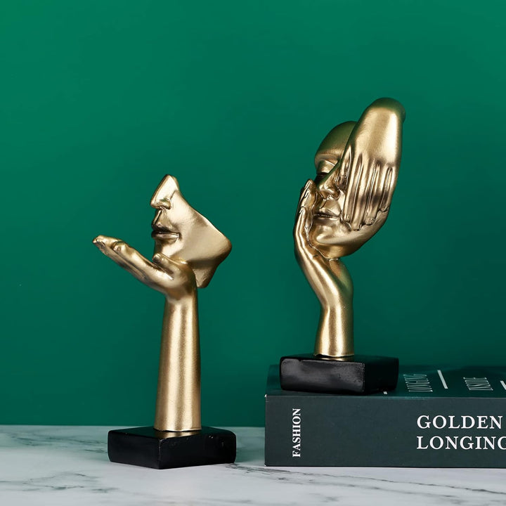 oliruim 2 Stück Denker-Statue, goldene Schwarze abstrakte Kunstskulptur, Moderne Heimdekoration, Sch