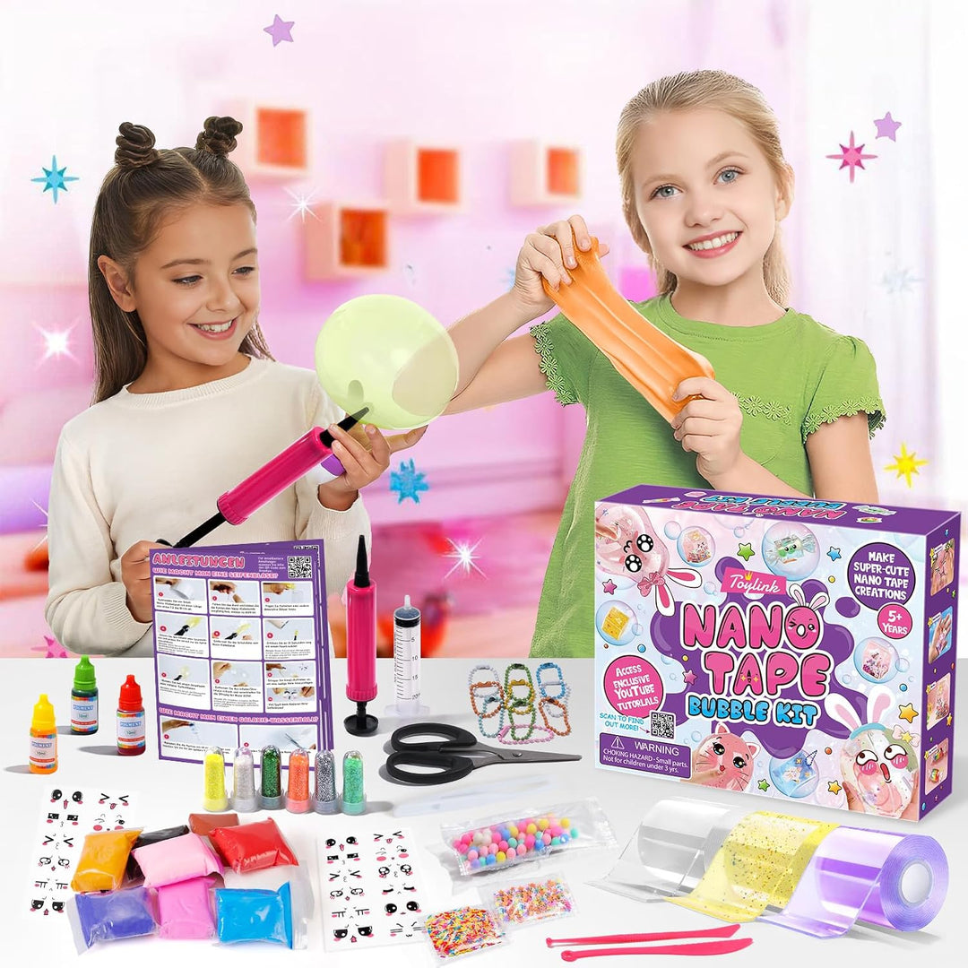 vamei Nano Tape Bubbles Set Bastelkoffer Bastelset Kinder mit Nanotape Nanoband, Perlen, Kawaii-Aufk