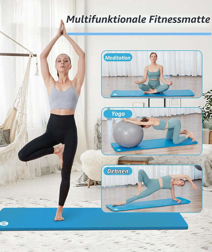 NBR Yogamatte 195×61cm 20mm Dicke Fitness Matte Gymnastikmatte für Pilates Gym Workout Zuhause mit T
