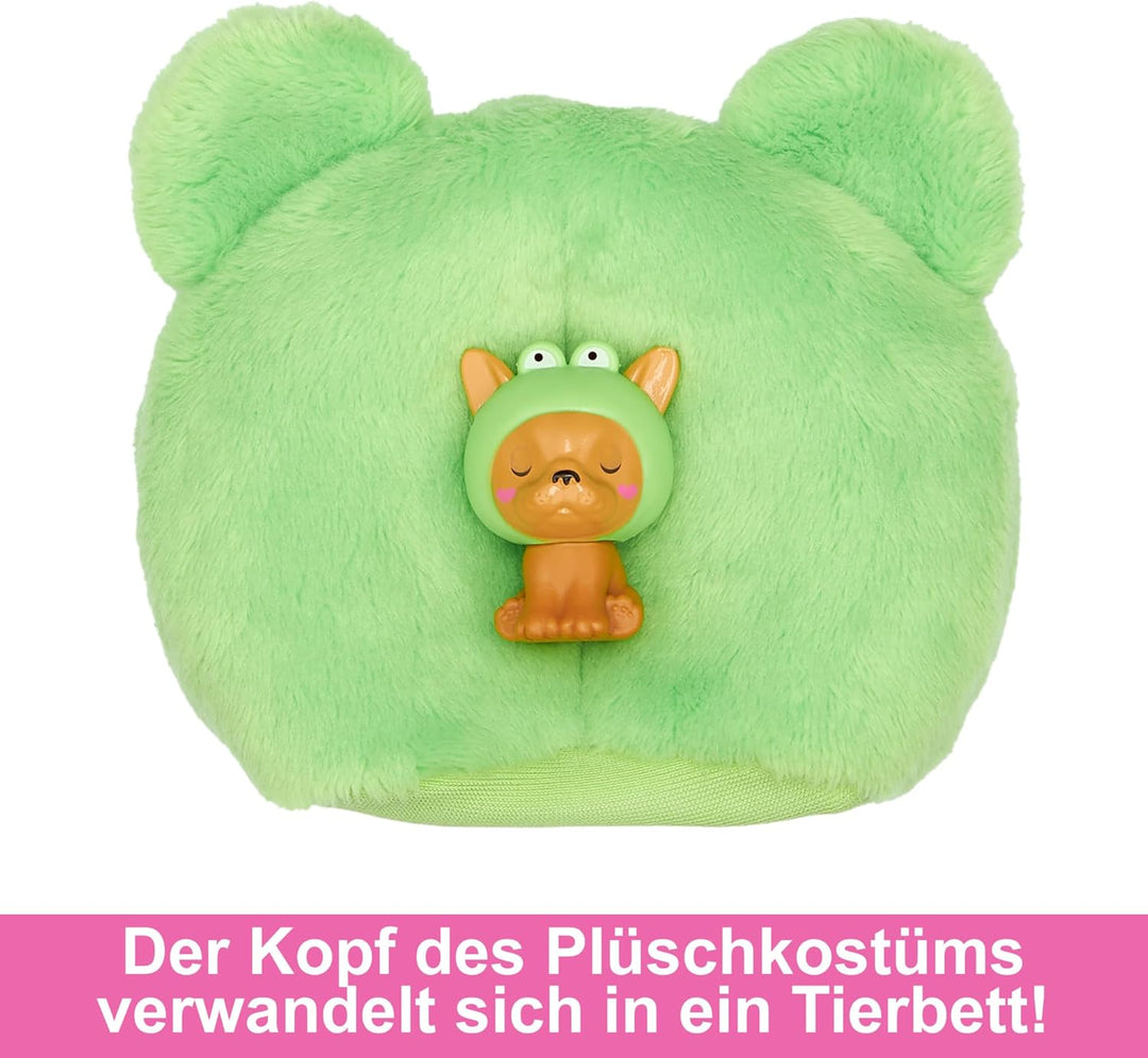 BARBIE Cutie Reveal Puppe - 10 Überraschungen in einer Verpackung, inklusive niedlichem Hund in grün