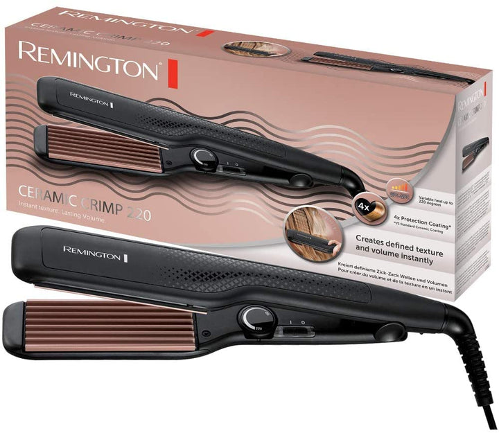 Remington Kreppeisen - Zick-Zack Wellen & Volumen (37mm Stylingplatten, 150-220°C für feines & dicke