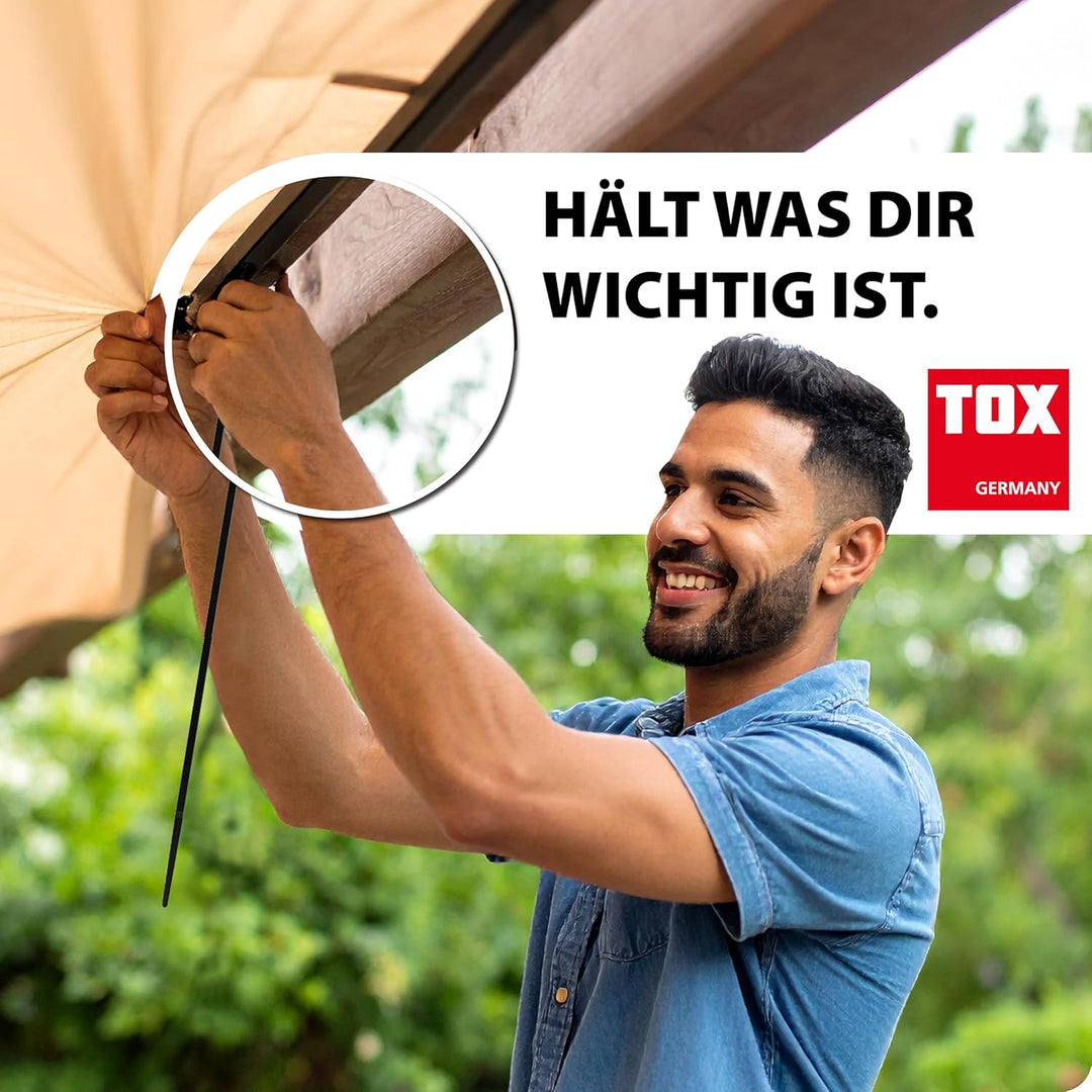 TOX Kabelbinder-Set Clip (300-tlg.) + Cuttermesser, Kabelbinder in 3 Grössen mit jeweils 100 Stück,