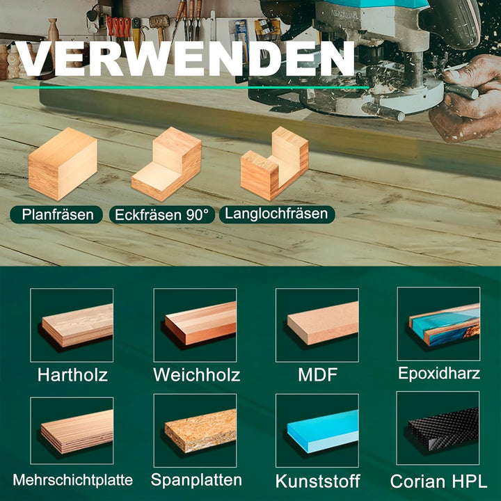 Planfräser 8mm Schaft 4 Zähne Ø 38.1mm Planfräser für oberfräse Hobmlfräser mit Wendeplatten Nutfräs