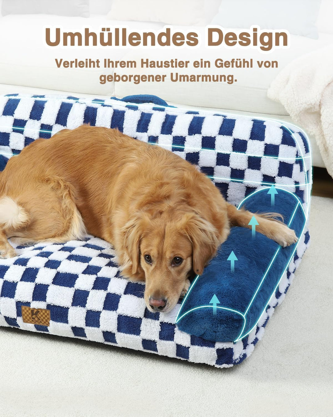 KSIIA Orthopädisches Katzenbett Flauschig 104x69cm, Abnehmbar Katzensofa Hundebett Waschbar, Hundeso