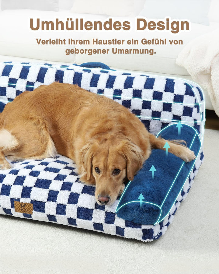 KSIIA Orthopädisches Katzenbett Flauschig 104x69cm, Abnehmbar Katzensofa Hundebett Waschbar, Hundeso