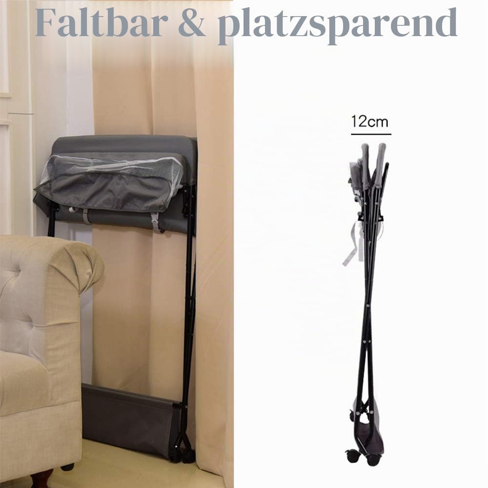 OHMG Baby Wickelkombi Klappbare Wickelkommode,Wickeltisch mit Rollen,Mobiler Wickeltisch mit Wickela